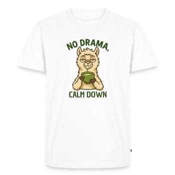 Alpaca as a haven of peace – no drama - Men's Premium Organic T-Shirt - white - Front - Nico (187cm)