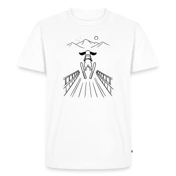 Teckel Saut à ski Saut à ski Sports d’hiver - T-shirt Premium bio Homme - blanc - Devant - Nico (187cm)
