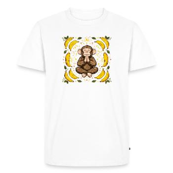 Grateful monkey with banana ring - Men's Premium Organic T-Shirt - white - Front - Nico (187cm)