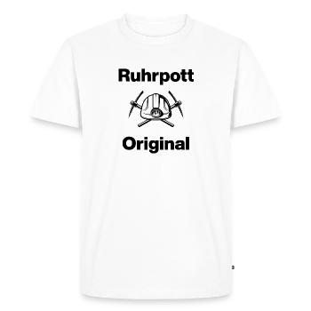 Ruhrpott Original, Bergmann Stolz ! NRW, Charbon - T-shirt Premium bio Homme - blanc - Devant - Nico (187cm)