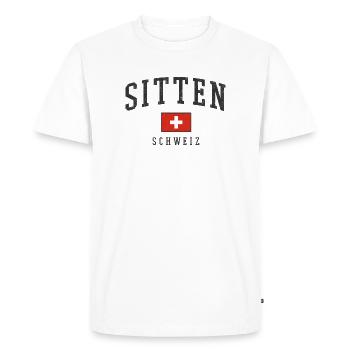 Sion Suisse – motif de drapeau avec fierté locale - T-shirt Premium bio Homme - blanc - Devant - Nico (187cm)
