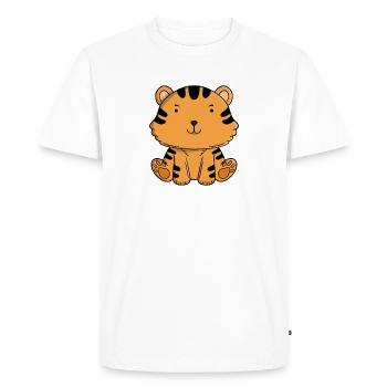 Petit tigre mignon, adorable animal de la jungle Kawaii - T-shirt Premium bio Homme - blanc - Devant - Nico (187cm)