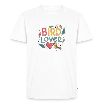 Bird Lover Plume et Coeur - T-shirt Premium bio Homme - blanc - Devant - Nico (187cm)