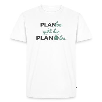 Le plan commence de manière désordonnée – Scandinave Soft Typography - T-shirt Premium bio Homme - blanc - Devant - Nico (187cm)
