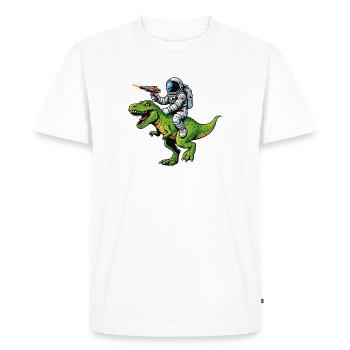 Astronaut on Dino: Laser Hunt - Men's Premium Organic T-Shirt - white - Front - Nico (187cm)