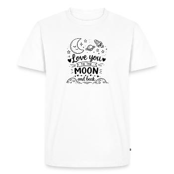Je t’aime jusqu’à la lune et je reviens gribouiller - T-shirt Premium bio Homme - blanc - Devant - Nico (187cm)
