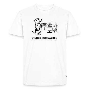 Dîner pour teckel - T-shirt Premium bio Homme - blanc - Devant - Nico (187cm)