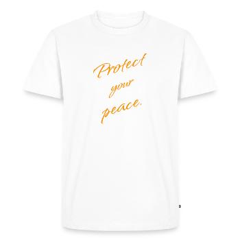 Protect Your Peace – Keep Moving Forward - Men's Premium Organic T-Shirt - white - Front - Nico (187cm)