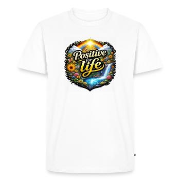 Positif à vie - T-shirt Premium bio Homme - blanc - Devant - Nico (187cm)