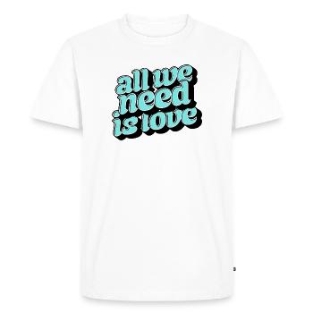 Tout ce dont tu as besoin, c’est d’aimer Retro - T-shirt Premium bio Homme - blanc - Devant - Nico (187cm)