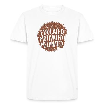 Educated Motivated Melanated Curly Hair Woman - Men's Premium Organic T-Shirt - white - Front - Nico (187cm)