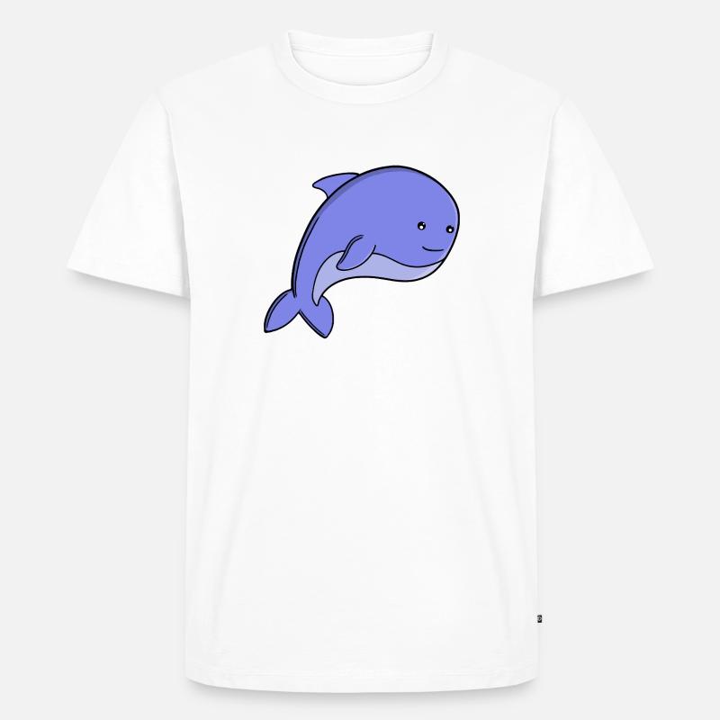 Süßer blauer Fisch-Kawaii-Delfin- oder Schweinswal-Cartoon - Männer Premium Bio T-Shirt - Weiß