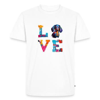 Colorful Dachshund Love Art Doxie Dog - Men's Premium Organic T-Shirt - white - Front - Nico (187cm)