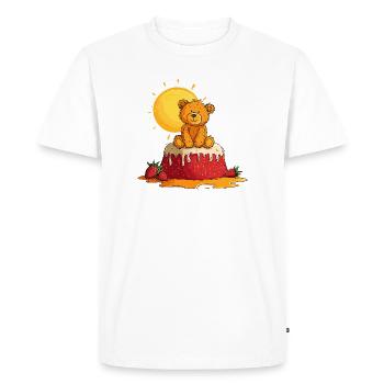 Teddy bear on cake with sun - Men's Premium Organic T-Shirt - white - Front - Nico (187cm)