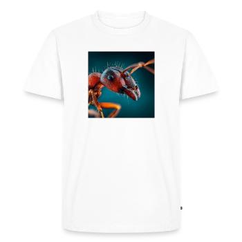 Macro de la fourmi rouge – Portrait détaillé d’insecte - T-shirt Premium bio Homme - blanc - Devant - Nico (187cm)