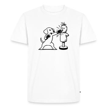 Sparring Dachshund Boxing Line Art - Men's Premium Organic T-Shirt - white - Front - Nico (187cm)