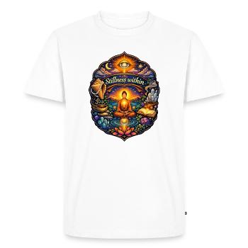 Stillness Within: Inner Light - Men's Premium Organic T-Shirt - white - Front - Nico (187cm)