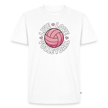 Volley-ball Live Love - Design Pink Love - T-shirt Premium bio Homme - blanc - Devant - Nico (187cm)