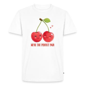 Cherry duo: A perfect couple of love - Men's Premium Organic T-Shirt - white - Front - Nico (187cm)