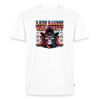 Line Dance Skull Cowboy - Men's Premium Organic T-Shirt - white - Front - Nico (187cm)