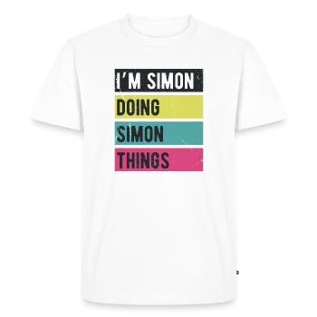 I’m Simon Doing Simon Things Retro Colors - Men's Premium Organic T-Shirt - white - Front - Nico (187cm)