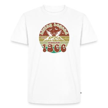 60e anniversaire : Légende vivante depuis VIN 02/1966 - T-shirt Premium bio Homme - blanc - Devant - Nico (187cm)