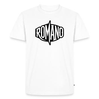 Romano - Roman or Name Emblem - Men's Premium Organic T-Shirt - white - Front - Nico (187cm)