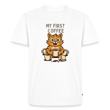 Mon premier chat de café - T-shirt Premium bio Homme - blanc - Devant - Nico (187cm)