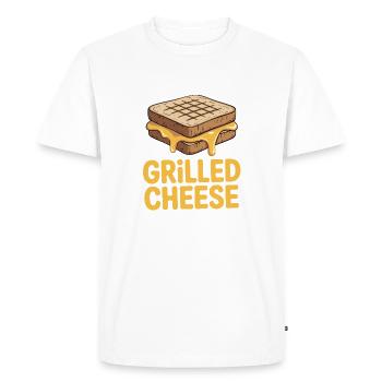 Amateur de fromage grillé - Je suis juste ici - T-shirt Premium bio Homme - blanc - Devant - Nico (187cm)