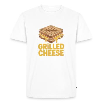 Amateur de fromage grillé - Je suis juste ici - T-shirt Premium bio Homme - blanc - Devant - Nico (187cm)