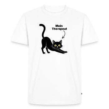 MON CHAT EST MON THÉRAPEUTE😻 CATLOVER NEZ POILU - T-shirt Premium bio Homme - blanc - Devant - Nico (187cm)