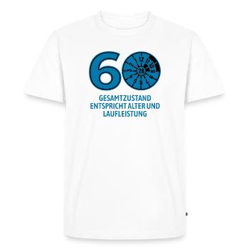 HU février 2026 - 60 ans - cadeau d’anniversaire - T-shirt Premium bio Homme - blanc - Devant - Nico (187cm)