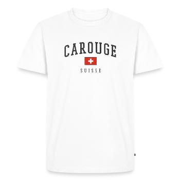 Carouge – Style suisse de Genève - T-shirt Premium bio Homme - blanc - Devant - Nico (187cm)