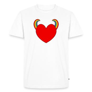 Red heart with rainbow horns - Men's Premium Organic T-Shirt - white - Front - Nico (187cm)
