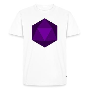  Purple Polyhedral D20 Dice - Men's Premium Organic T-Shirt - white - Front - Nico (187cm)
