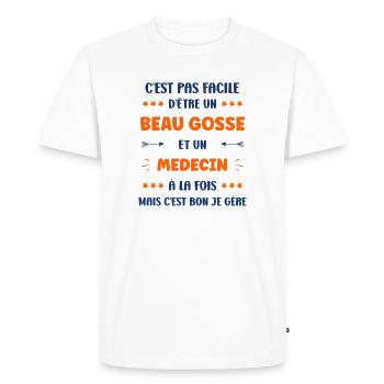 Medecin - T-shirt Premium bio Homme - blanc - Devant - Nico (187cm)
