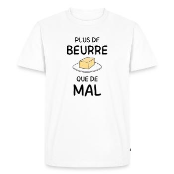 Bloc beurre sur assiette gourmandise gourmand  - T-shirt Premium bio Homme - blanc - Devant - Nico (187cm)
