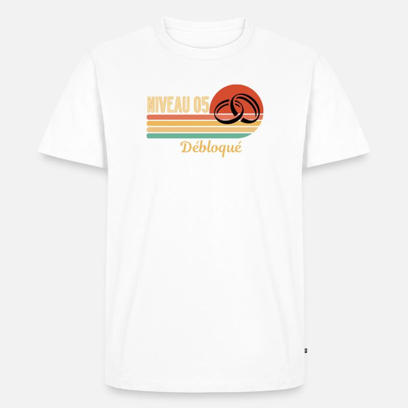 Level 05 Freigeschaltetes Retro-Grafikdesign - Männer Premium Bio T-Shirt - Weiß