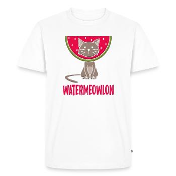 Graphique drôle de Watermeowlon Chat Jeu de mots Fruit - T-shirt Premium bio Homme - blanc - Devant - Nico (187cm)