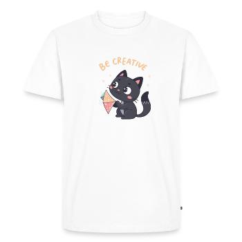 Kawaii Cat and Creative Kite - Men's Premium Organic T-Shirt - white - Front - Nico (187cm)