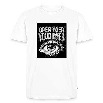 Open Your Eyes Eye Graphic - Men's Premium Organic T-Shirt - white - Front - Nico (187cm)