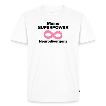 MON SUPER-POUVOIR : LA NEURODIVERGENCE ! ADHS ND, PUISSANCE - T-shirt Premium bio Homme - blanc - Devant - Nico (187cm)
