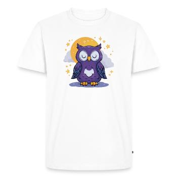 Moonlit Night Owl - Men's Premium Organic T-Shirt - white - Front - Nico (187cm)