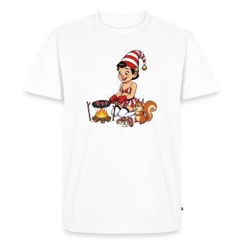 La fille lutin fait des champignons - T-shirt Premium bio Homme - blanc - Devant - Nico (187cm)