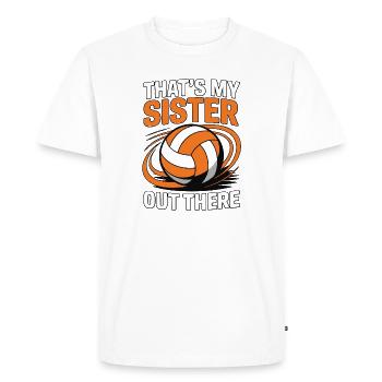 Sœur de volley-ball - Proud Sibling Design - T-shirt Premium bio Homme - blanc - Devant - Nico (187cm)