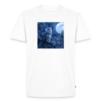 Chouette des neiges Nuit de pleine lune Nuit magique d’hiver - T-shirt Premium bio Homme - blanc - Devant - Nico (187cm)