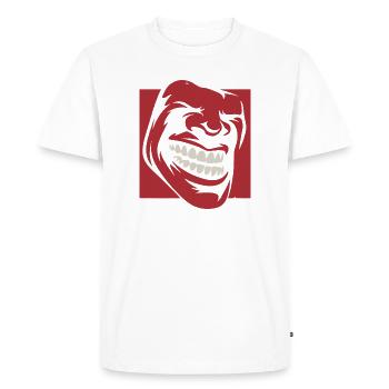 Illustration du sourire rouge rugissant - T-shirt Premium bio Homme - blanc - Devant - Nico (187cm)