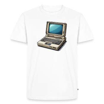 Ordinateur portable rétro Style Illustration - T-shirt Premium bio Homme - blanc - Devant - Nico (187cm)