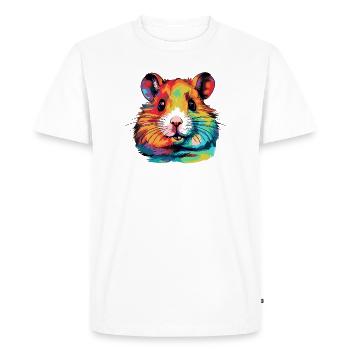 Portrait du hamster de l’explosion en couleur - T-shirt Premium bio Homme - blanc - Devant - Nico (187cm)