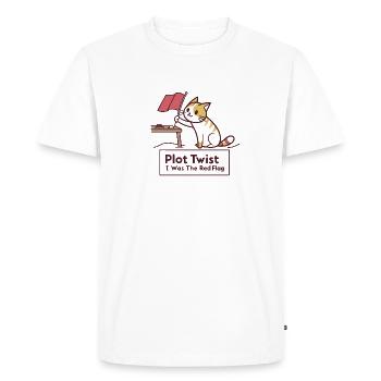 Plot Twist: I am the Red Flag - Men's Premium Organic T-Shirt - white - Front - Nico (187cm)